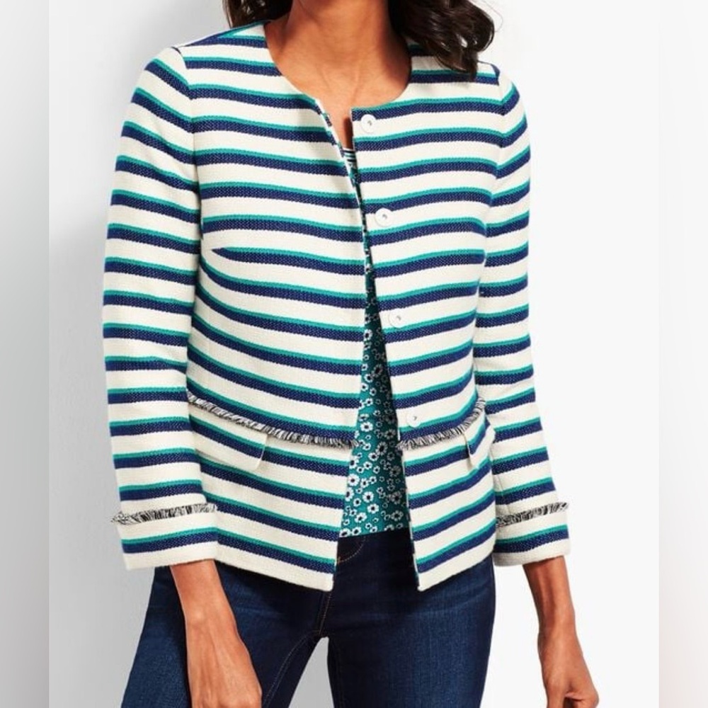 NWT Talbots Stripe Finge‎ Jacket Size 10 Petite